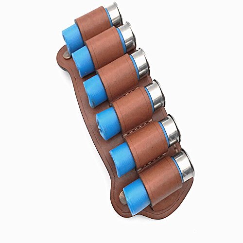 FIRECLUB Tactical Cowhide Leather Hunting Rifle Magazine Pouch 6 Shots 12 Gauge Ammo Bag Shotgun Shell Holder Cartridge Belt - Thumbnail 2