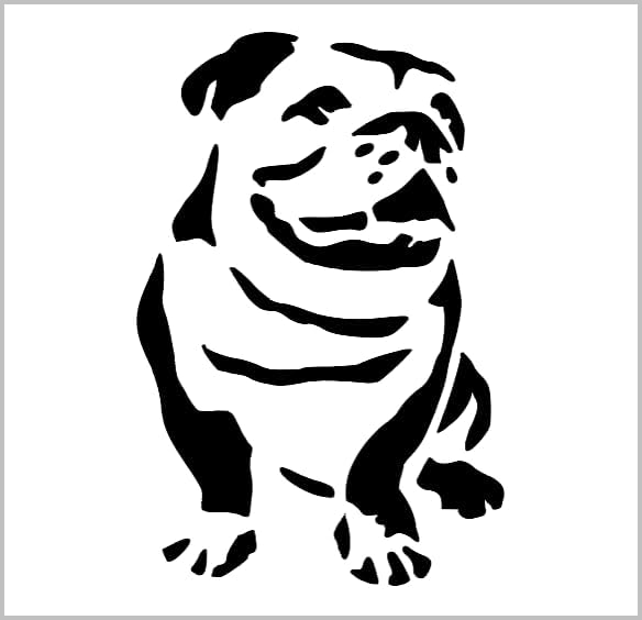 Mixed Media - Bulldog Stencil 4 Inch English British Dog Breed Face Reusable Sheet for DIY craft crafting card making cookie cake airbrushing small miniature design MIN1
