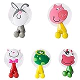 LIVDAT Pack of 5 Wall Mounted Heavy Duty Suction Cup Antibacterial Toothbrush Holder Hooks Set for Mirror Shower, Bathroom, Garage, Office