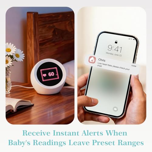 WUUK BABY Smart Sock with Base Station, Real-Time Heart Rate & Sleep Tracking, 7-Day Battery Life, 2.4/5 GHz Wi-Fi, No Monthly Fee, 3 Sizes Socks Included