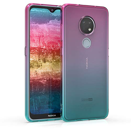 kwmobile Case for Nokia 6.2 - Clear TPU Soft Phone Cover - Bicolor Design, Dark Pink/Blue/Transparent kwmobile Case for Nokia 6.2 - Clear TPU Soft Phone Cover - Bicolor Design, Dark Pink/Blue/Transparent