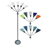 Five Head Spider Floor New Lamp,Silver Finish Adjustable heads With Five White And Four Color Shades