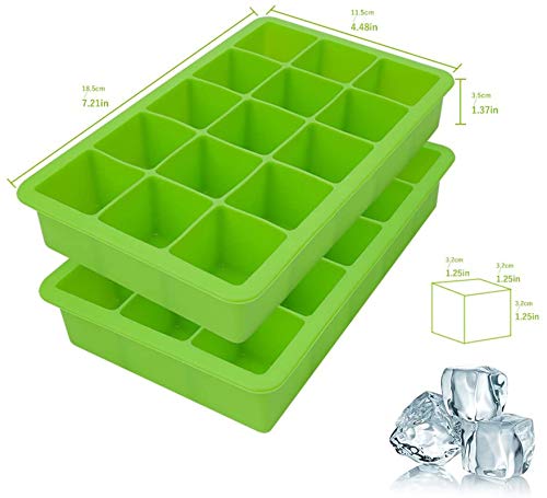 bedee Cubitera Hielo,2pcs Moldes para Cubitos de Hielo,Molde Silicona Sin BPA, para Congelarse Alimentos para Bebés, Cola,Cócteles Cola Whisky (Verde)