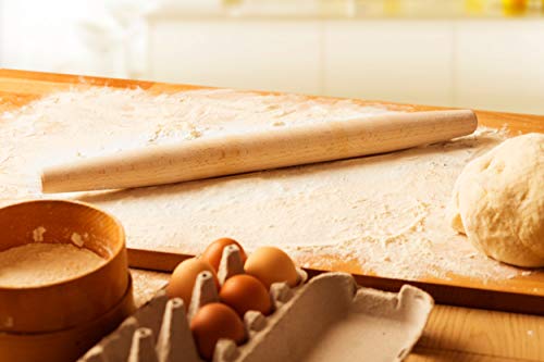 French Wooden Rolling Pin 18" x 1.55" for Baking Pizza Pastry Dough, Pie Crust & Cookie - Kitchen Cuisine Utensil Smooth Tools Gift Ideas for Professional Bakers, Restaurants, Grandmas - MR. WOODWARE