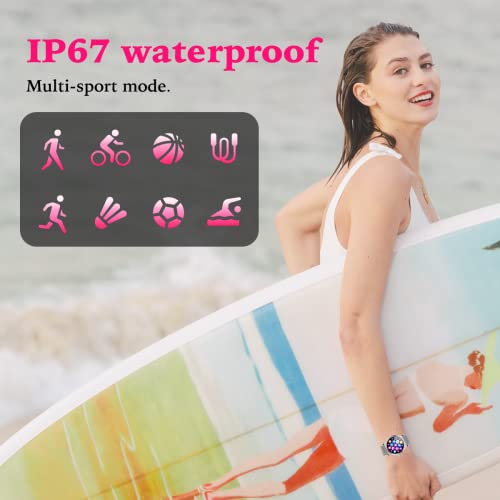 Smartwatch Damen 1,08 Zoll Fitness Armbanduhr,Smart watch Damen mit Weibliches Zyklusmanagement Musiksteuerung, Herzfrequenz,Schrittzähler,IP67 Wasserdicht Fitness Tracker,für iOS und Android