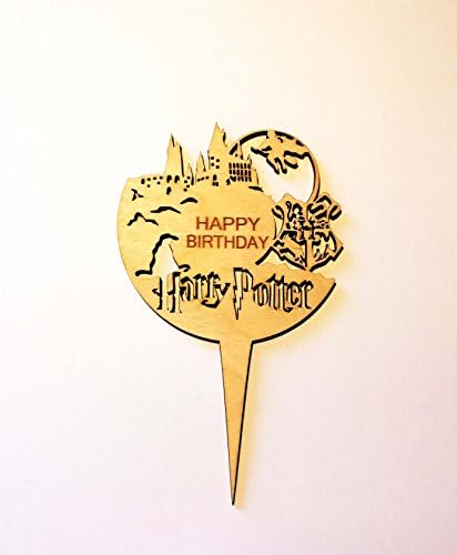 Harry Potter Wooden Cake Topper For a Big Cake! Size 18 cm/ 7 inch height 11 cm/ 4.33 inch width gift for kids Harry Potter party decor