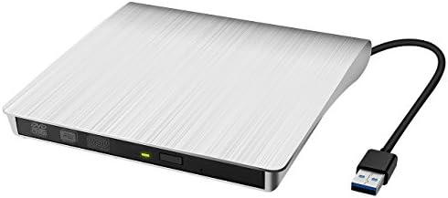 Yantop External DVD Drive, Portable USB 3.0 DVD CD Drive, External CD DVD Burner Writer Player for Apple Mac iMac Macbook Air/ Pro LG Acer Laptop Desktop PC, Support Windows 8/ 7/ XP, Silver