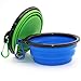 COMSUN 2-Pack Collapsible Dog Bowl, Food Grade Silicone BPA Free, Foldable Expandable Cup Dish for Pet Cat Food Water Feeding Portable Travel Bowl Blue and Green Free Carabiner &iexcl;&shy; primary
