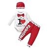 LUCSUN 3 Stks Pasgeboren Baby Jongens Meisjes Mijn Eerste Valentijnsdag Outfit Lange Mouw Romper+Hartdruk Broek+Hoed…