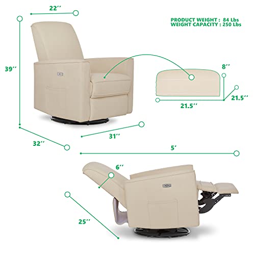 Evolur Harlow Deluxe Upholstered Plush Seating Glider Swivel, Power