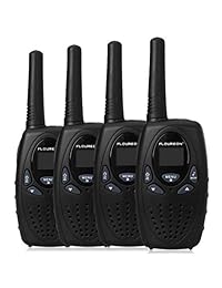 FLOUREO, pack de 4 Walkie Talkies de 22 canales. Radios bidireccionales de mano con alcance de 3000 m (máx. 5000 m en campo abierto), UHF, largo alcance, Negro