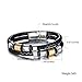 OPK Men Jewelry Braided Leather Wrap Bracelet Stainless Steel Buckle Double Strand Wristband, Black 8.07