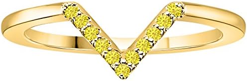 Wishbone-Style 14k Solid Yellow Gold Plated Round Brilliant Cut Yellow Sapphire Wedding Band CZ Ring