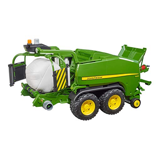 bruder 2032 John Deere Presswickelkombination C441R Traktor Rundballen Presswickel, Grün – Bild 5