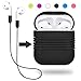 Yometome AirPods Case, Shockproof Silicone Protective Cover Accessories Skin with Earphone Sports Anti-lost Strap Rope for Apple Air pods Charging Ear Hook Dock Cases Black