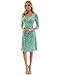 PattyBoutik Women Faux Wrap A Line Dress (Light Green and White 31 Small)