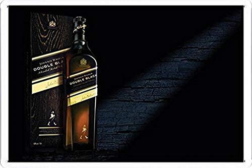MarinaPolly Tin Sign Metal Poster Plate of Johnnie Walker Double Black Whiskey by Food & Beverage Decor Sign - 8×12 Inches