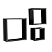 Fasthomegoods WALLNITURE Modern Home Decor Square Cube Floating Wall Shelf Black Set of 3