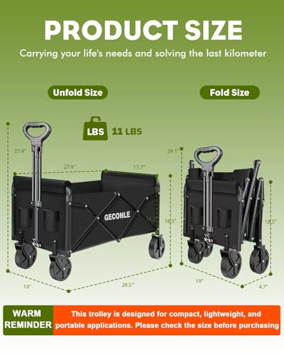 100L Festival Trolley Foldable Trolley Cart on Wheels 100KG/220LBS - Portable Folding Wagon Cart with Drink Holders for Grocery Outdoor Sports Garden Camping