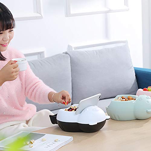Quaanti Creative Snacks Storage Box - Double Layer Container - Household Plate Dish Organizer - Perfect for Snacks, Fruit, or Pistachio/Sunflower Seeds Storage Box - Phone Slot (Green) - Thumbnail 4