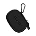 Earphones Carrying Case Mini Headphones Bag Portable PU Leather Storage Pouch with Carabiner for Earbuds Headsets USB Disk USB Cable iPhone Cable etc - Black