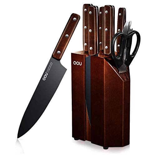 OOU! Kitchen Knife Block Set High Carbon Stainless Steel Kitchen Knife