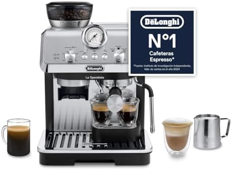 Perfetto La Specialista Arte, Máquina de Café Espresso y Cappuccino con Bomba, Máquina de Café en Grano, 3 Recetas Predefinidas, 8 Ajustes de Molienda, EC9155.MB, Metal/Negro