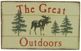 Magnet Wooden Sign, Great Outdoors, Moose, 4-inch
