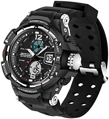 VAXT Direct 5319 Minor Size LED Luminous Display & Stopwatch & Alarm & Date and Week Function Men Quartz + Digital Threefold Movement Watch with Plastic Band (Color : Silver)