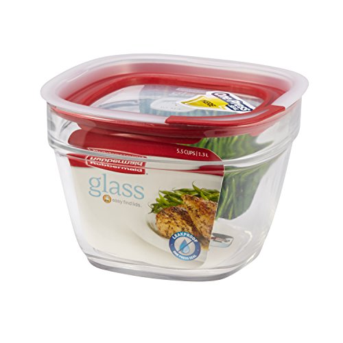 Rubbermaid Easy Find Lids Glass Food Storage Container, 5.5 Cup, Racer