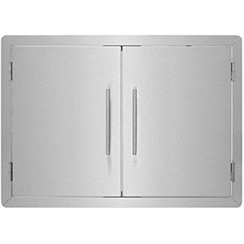 AdirHome Stainless Steel Grill Double Access Single-Face Door - Easy Install Heavy Duty Stainless Steel Rust Resistant Access Door with Chromium Plated Handle (30 Inch)