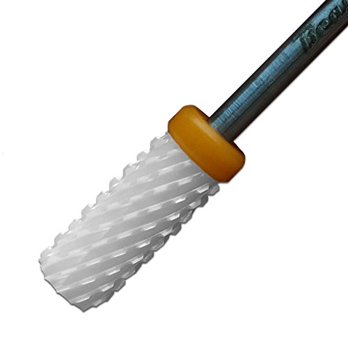 Beauticom Professional USA Ceramic White Small Barrel Bit Nail Drill (Grit: DOUBLE XXC COARSE) 3/32" Shank Size