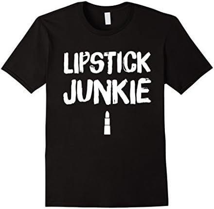 Mens Lipstick Junkie T-Shirt Make-Up Lover Medium Black
