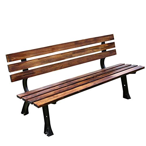 household products Massivholz-Gartenbank mit Rückenlehne, Parkbank aus Holz im Freien, Gusseisen-Stativ Rostfreie…