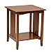 OSP Home Furnishings Sierra Side Table with Lower Storage Shelf and Mission Style Side Panels, Ash Brown