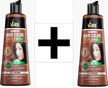 Buy Vcare Hair Color Shampoo Deep Brown 180ml Pack Of 2 Eva Lip