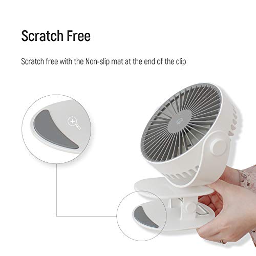 GPEL Clip on Fan, USB Clip Desk Personal Fan, Table Fans, 2 in 1 Applications, Strong Wind, Mini Desk Fan, Small Desktop Fan, 4 Inch 2 Speed Portable Cooling Fan USB Powered by Net Book, PC, Darkblue