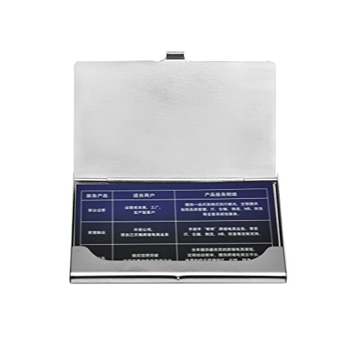 YunKo Business Card Holder Desk Business Card Display Stand Business Name Card Desktop Name Card Organizer Steel Silver, SC