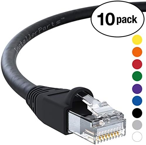 InstallerParts (10 Pack) Ethernet Cable CAT6A Cable UTP Booted 4 FT - Black - Professional Series - 10Gigabit/Sec Network/High Speed Internet Cable, 550MHZ