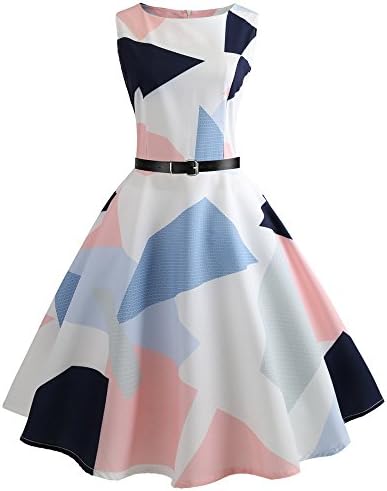 WOCACHI Women Dress Vintage Sleeveless Floral Bodycon Casual Evening Party Prom Swing Dress