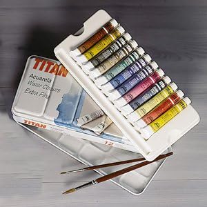 Caja metálica 12 ACUARELAS TITAN: Amazon.es: Bricolaje y herramientas