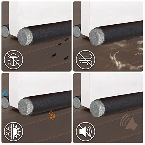 KAMYSEN Protector y Guardapolvo para Puerta, Tapón de Aire para Debajo de La Puerta, Impermeable, Ajustable con Bloqueo de Ruido, Tope para Puerta de Bajo Puerta, Diseño de Doble Borde (1, Negro)