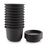 T4U 5 Inch Plastic Planter Pots with Saucer Brown Set of 10, Seeding Nursery Planter Pot with Drainage and Tray for Flowers Herbs African Violets Succulents Orchid Cactus Indoor Outdoor