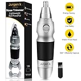 Nose Hair Trimmer - Jurgen K Professional Painless Nose and Ear Hair Trimmer Clipper Removal for Men&Women, Battery Operated, Mute Motor, Double-Edge Stainless Steel Blades