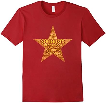 Men's Socialism communism red flag star word cloud Small Cranberry