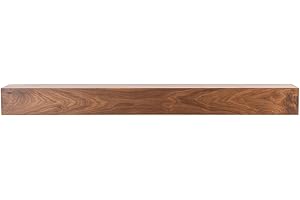 Modern Ember Walnut Creek 60 Inch Fireplace Mantel Shelf in Matte Clear - Durable 9" Depth, Wall-Mounted Shelf with Smooth Finish and Close-Grain Details, Real Walnut Wood