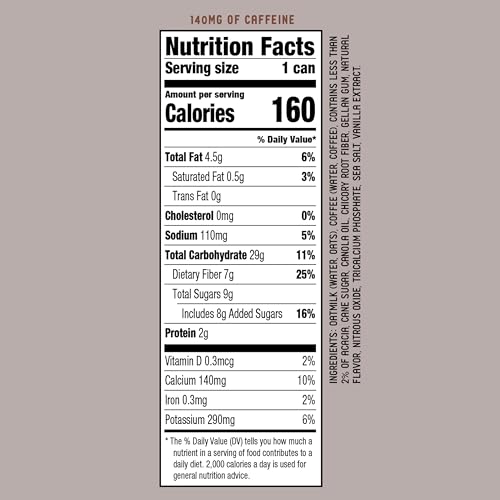 LA COLOMBE COFFEE, OATMILK VANILLA LATTE, 11 FL OZ CANS (PACK OF 12), COFFEEHOUSE QUALITY COLD BREW, SPECIALTY GRADE COFFEE BEANS, READY-TO-DRINK ON-THE-GO