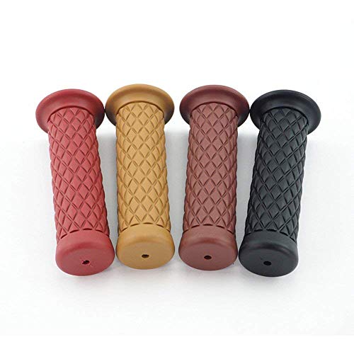 Non Slip Rubber Bar End Thruster Grip Pair/2PCS 7/8" 22mm Motorcycle Comfort Hand Handlebar Grip Thruster Grip for Harley Honda Triumph Yamaha Kawasaki CG125 CB400 (Red) - Thumbnail 2