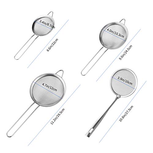 Set of 4 Stainless Steel Fine Mesh Strainer Sieve Colander Hot Pot Fat