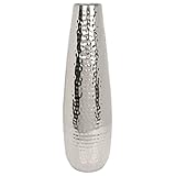 Hosley Teardrop Hammered Metal Vase, Silver Finish - 16.5' High. Ideal for Dried Flower Arrangements, Decor, Gift for Spa, Wedding, Home or Votive Candle Candle Gardens O3